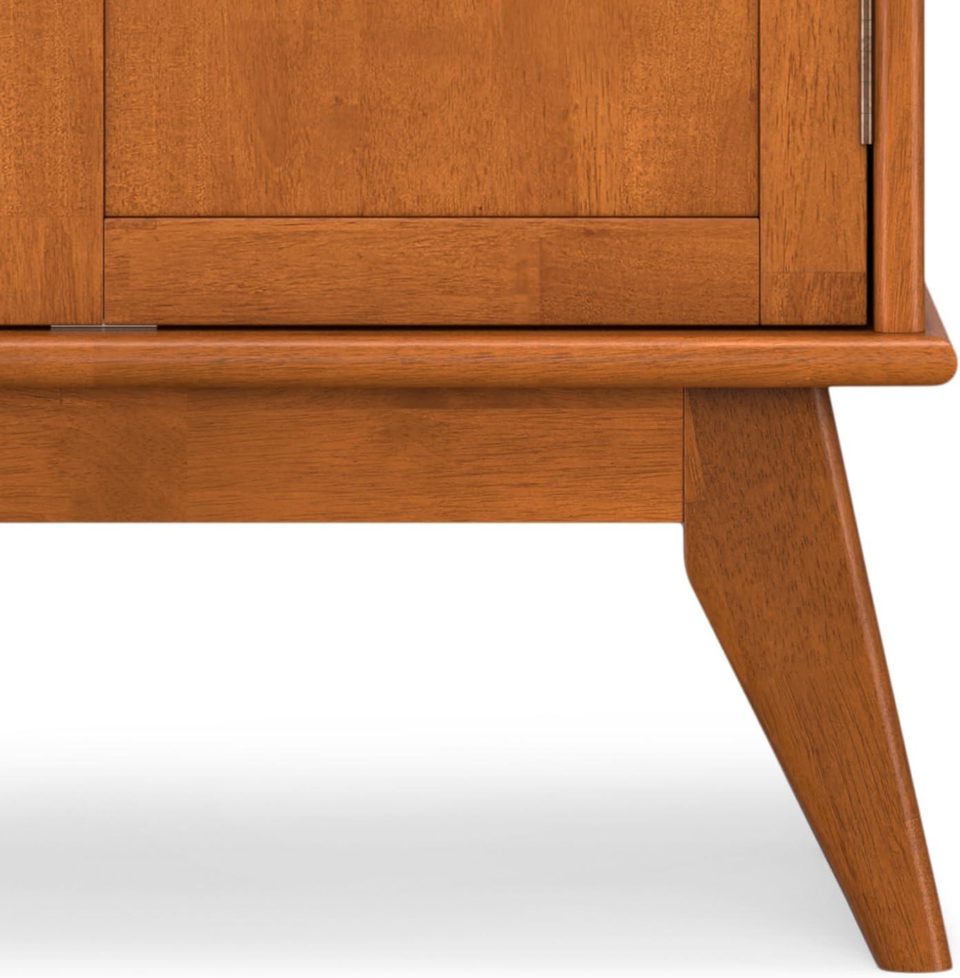 Simpli home Draper SOLID HARDWOOD Mid Century Modern 32 inch Wide Bar Cabinet in Teak Brown