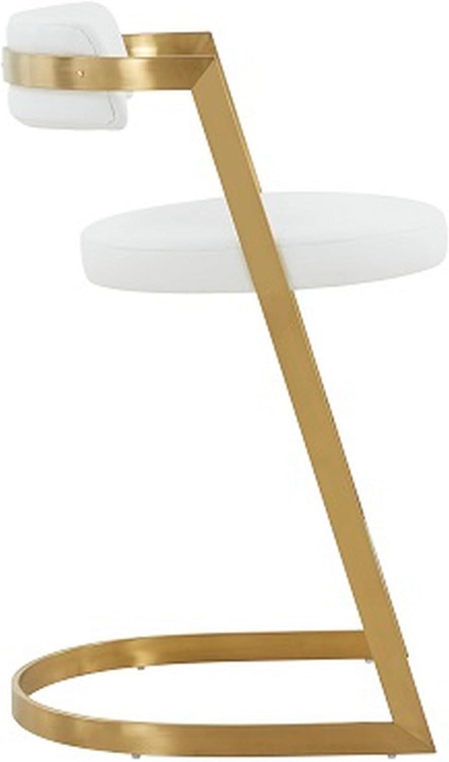 26 in. Counter Stool with Cantilever Base, White & Gold