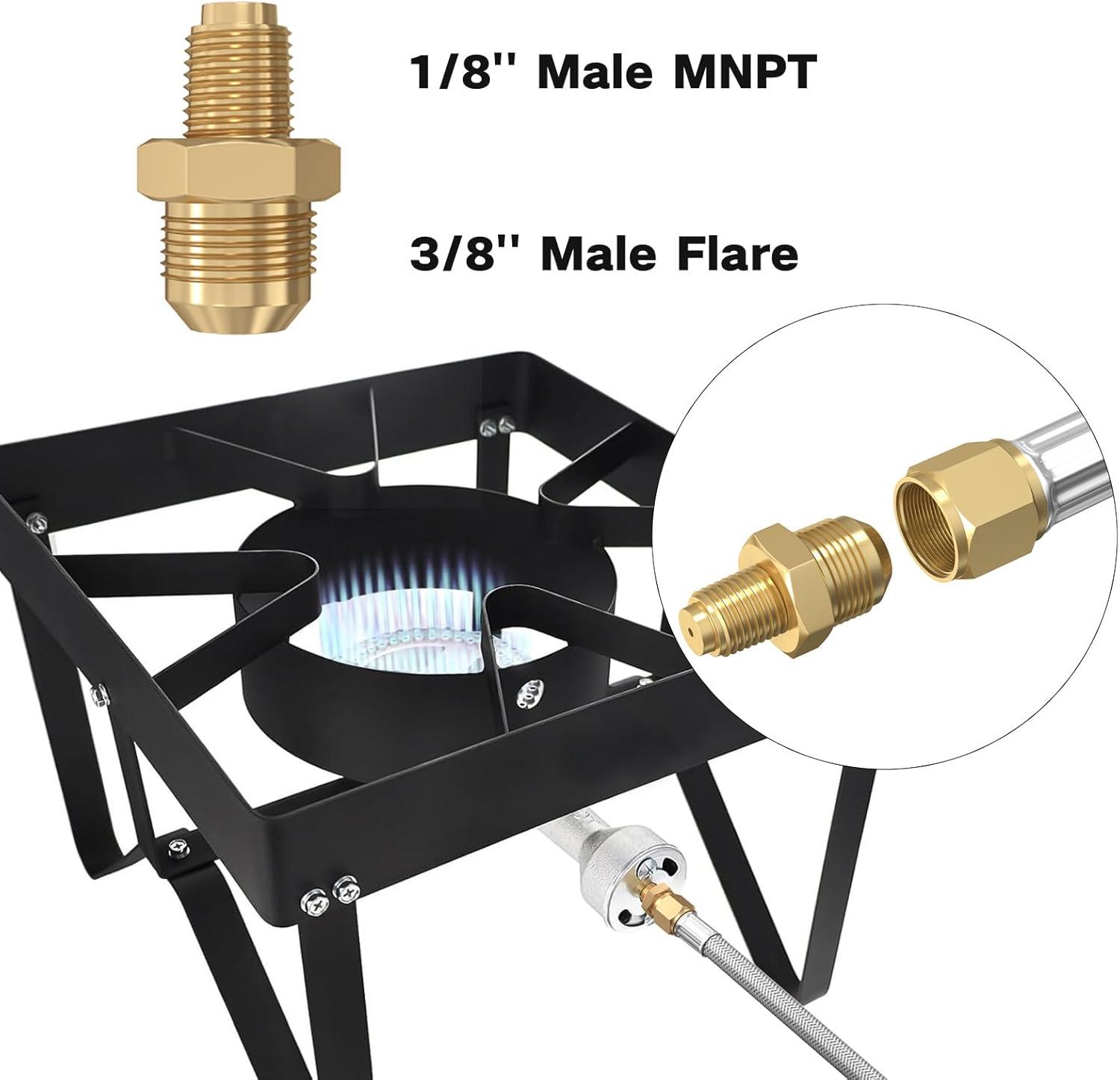 Gaspro 12ft 0-30 PSI Adjustable Propane Regulator with Gauge Stainless High Pressure Propane Hose with Regulator and  3/8" Female Connector