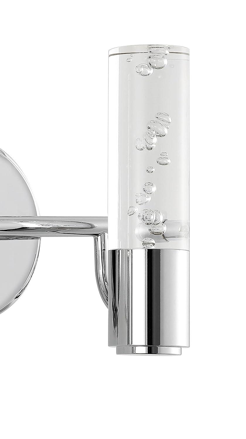 Bolha 10.75" 2-Light Minimalist Modern Bubble Acrylic/Iron Integrated LED Vanity Light, Chrome