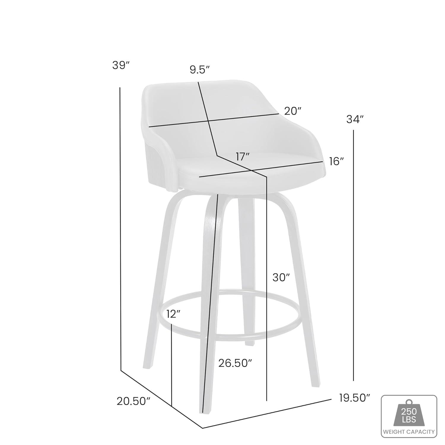 Alec Faux Leather Swivel Barstool, 30" Bar Height, Black and Gray