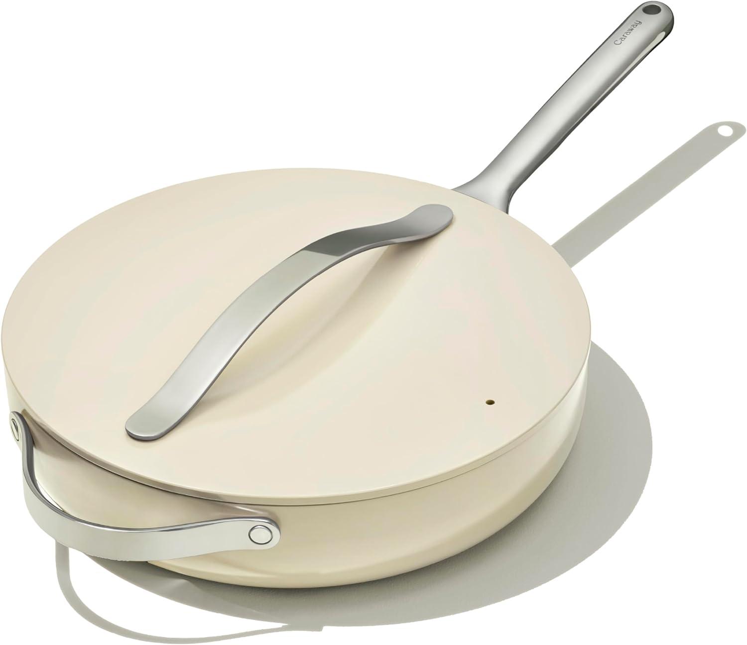 Caraway Home Cream Non-Stick Ceramic Sauté Pan