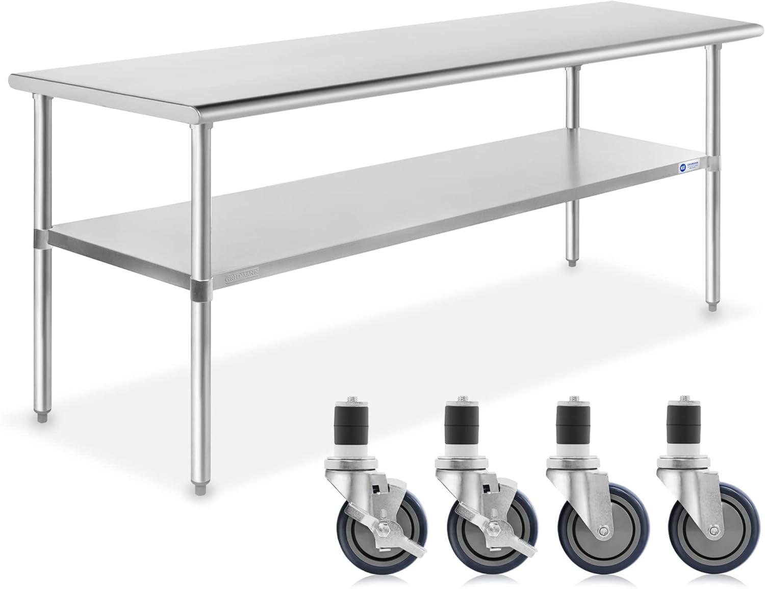 Keagan 30" W x 60" L Stainless Steel Work Table with Undershelf and Caster Wheels