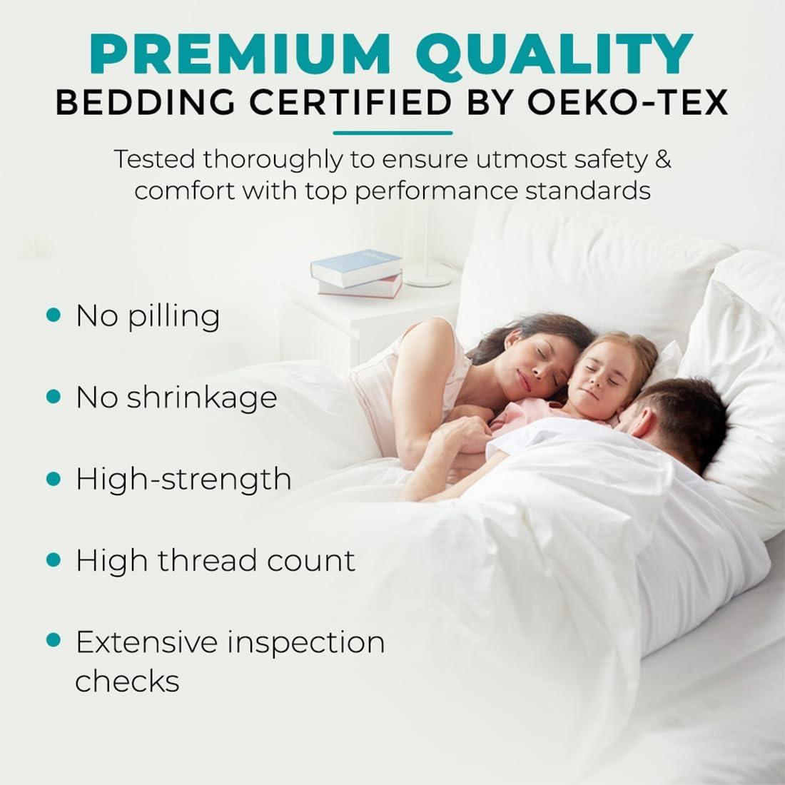 Feather & Stitch 500 TC Queen Size Damask Bed Sheet Set, 100% Cotton Soft Breathable Bedsheets, 4 Piece 18" Deep Pockets Sateen Weave Striped Bedding Mattress Resort Hotel Luxury- (Solid White, Queen)