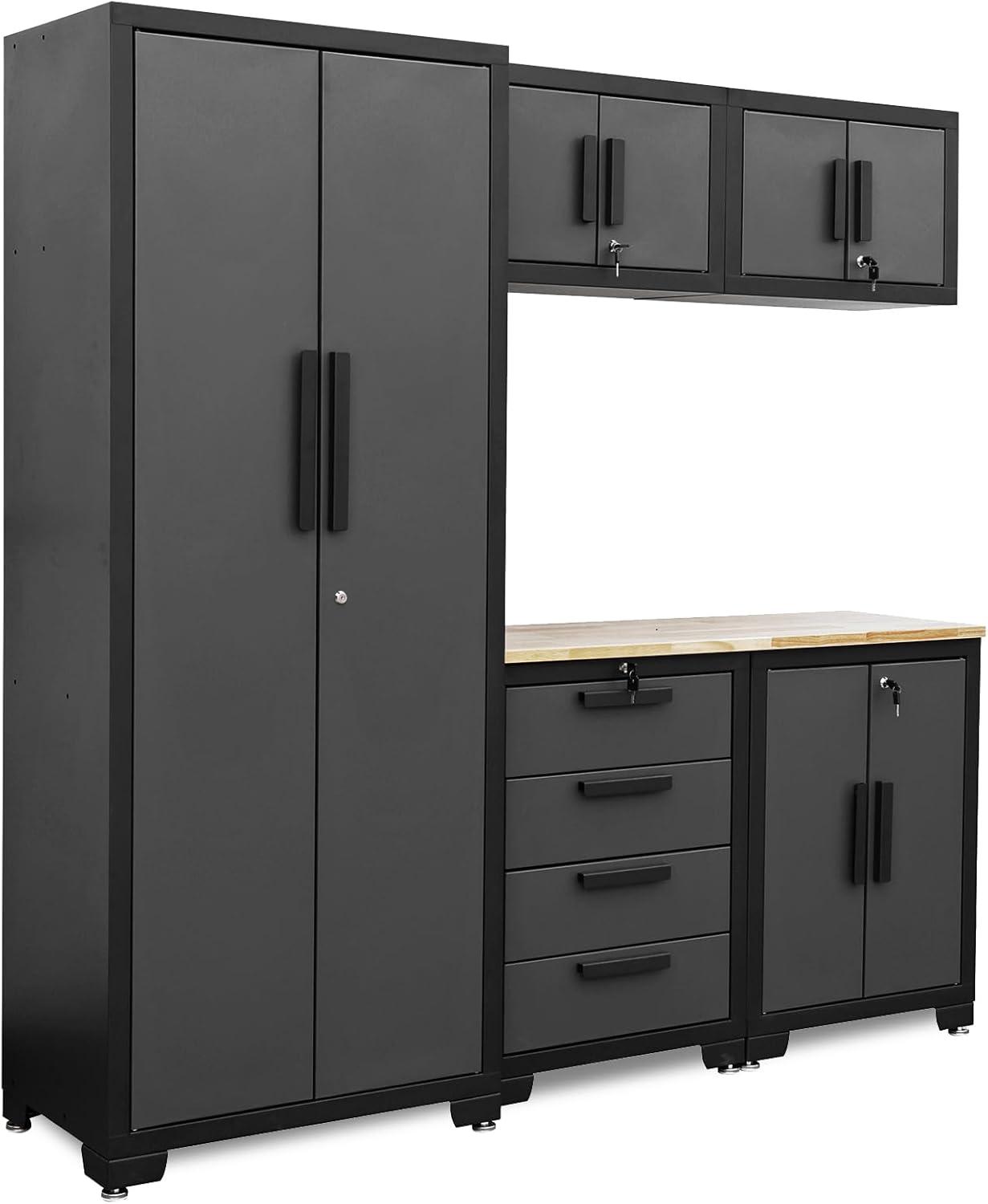 WFX Utility™ WFX Utility™ 6pcs Garage Cabinets And Storage System Set With Pegboard & Rubber Wood Worktop