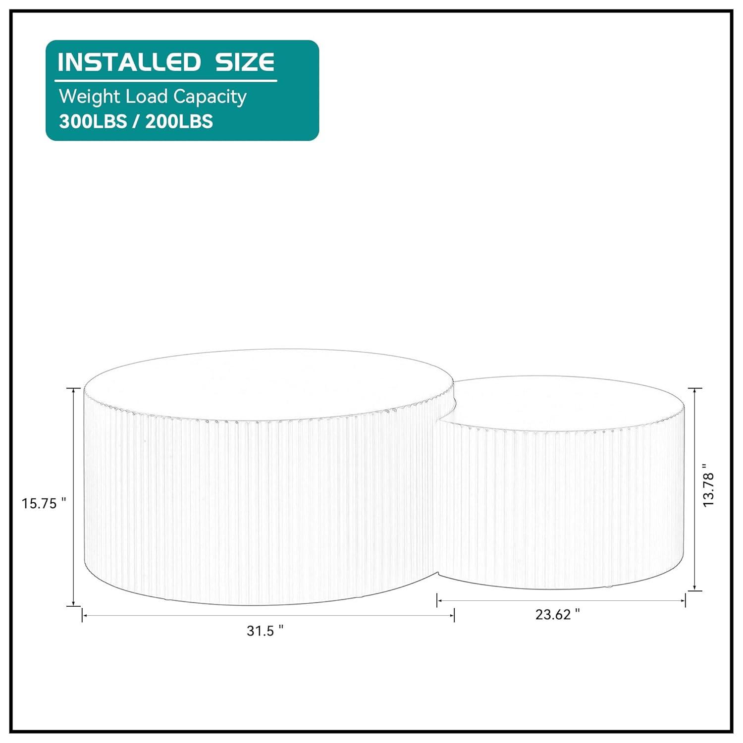 Williamspace Nesting Coffee Table Set, Modern Luxury, 2 Pieces, Black