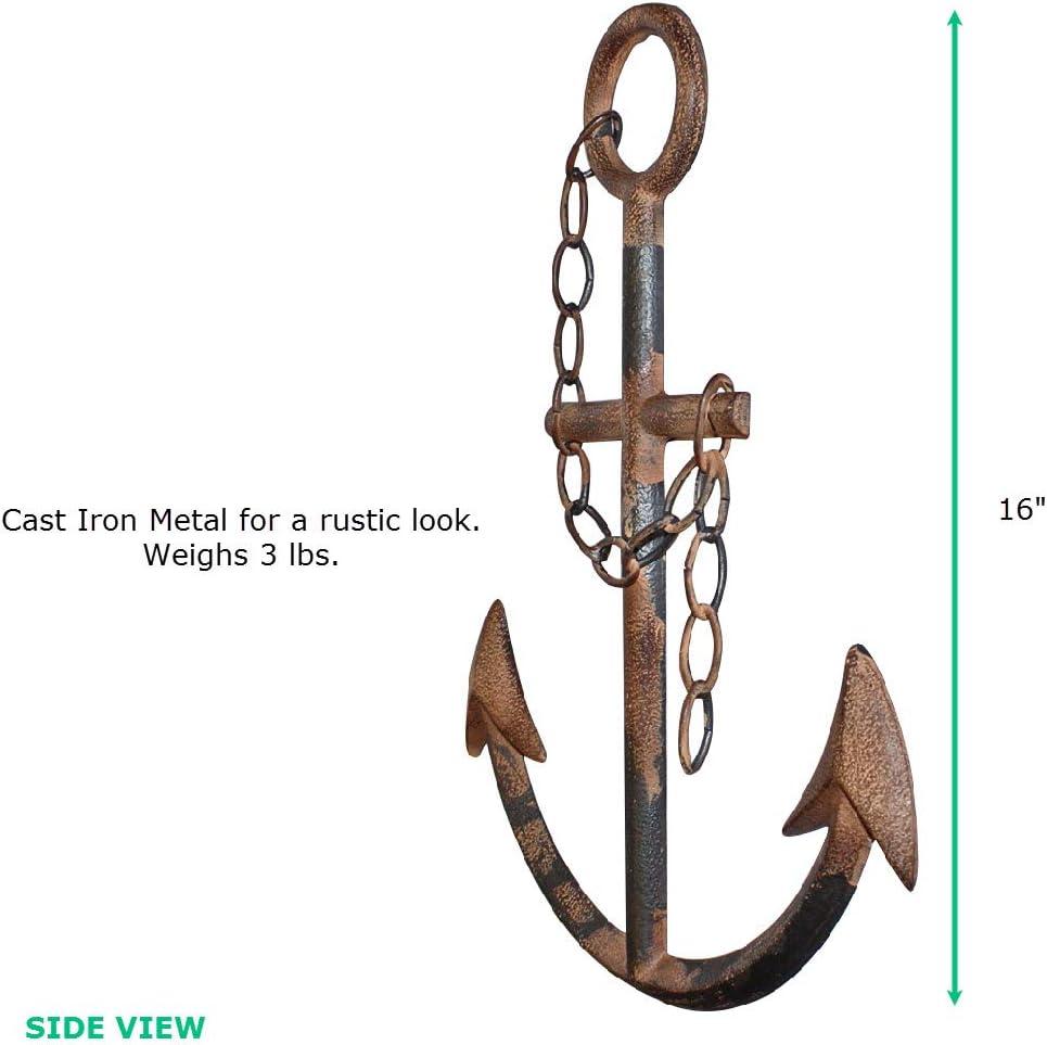 Rustic Cast Iron Nautical Anchor Wall Decor 16"