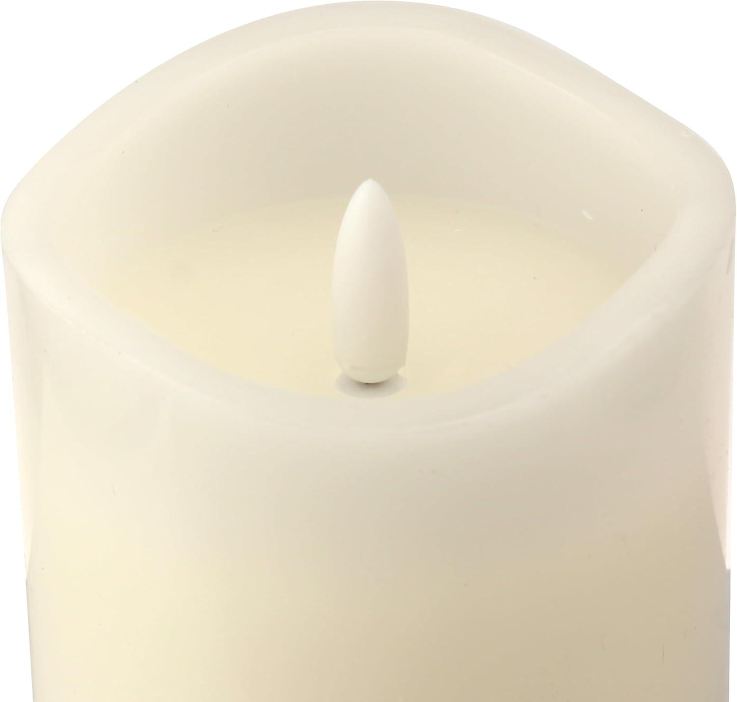 Stonebriar Flameless LED 3"x 4" off-White Real Wax Pillar Candle with Timer and Remote, 6 Pack