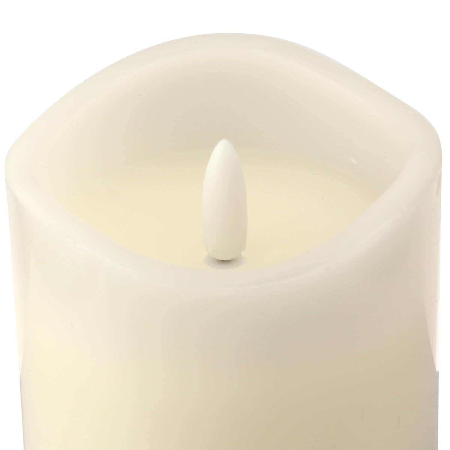 Stonebriar Flameless LED 3"x 4" off-White Real Wax Pillar Candle with Timer and Remote, 6 Pack