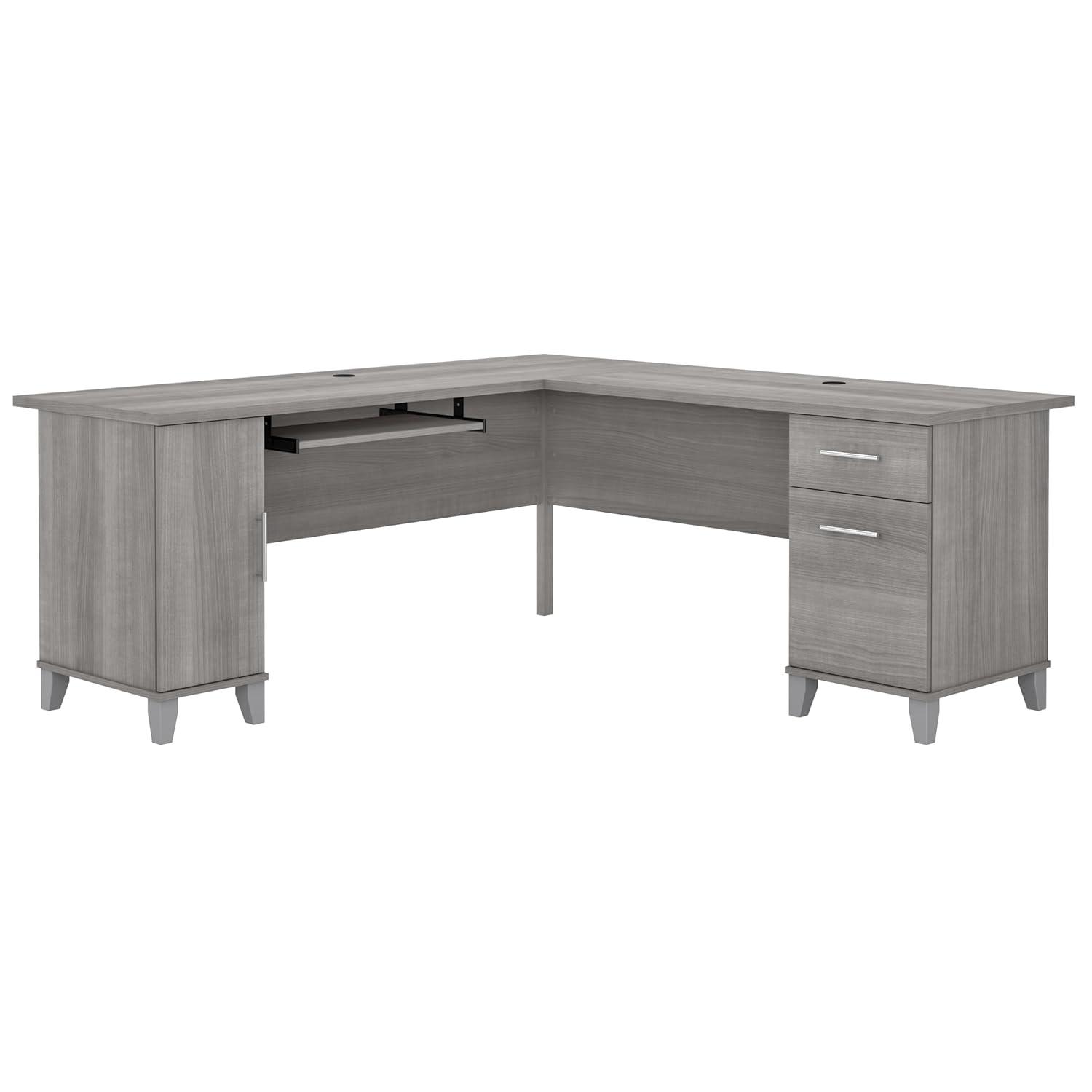 Bush Furniture Somerset 72" L Shaped Desk with Storage, Platinum Gray