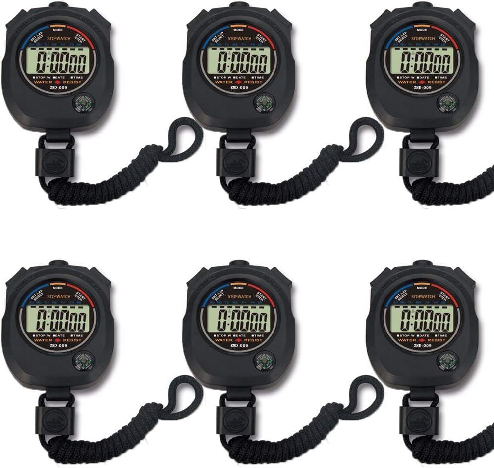 Black Multi-Function Digital Sport Stopwatch Timer with Large Display