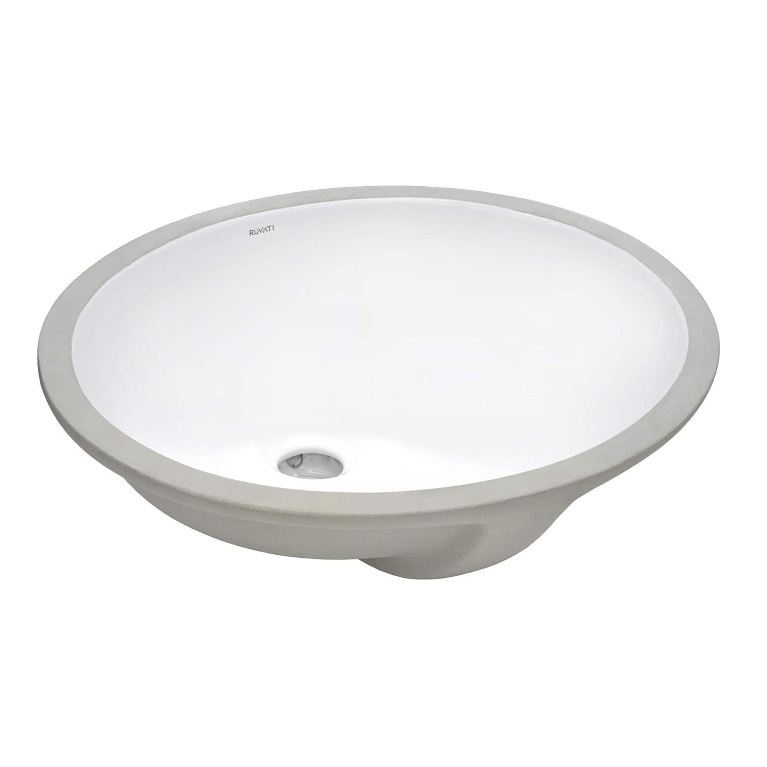 Ruvati RVB0616 Ruvati inch Undermount Bathroom Vanity Sink White Oval Porcelain Ceramic with Overflow