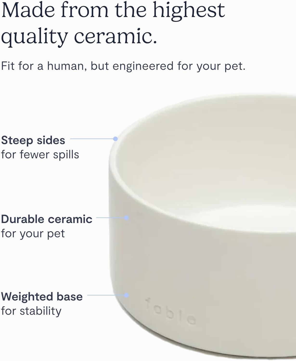 Modern Off-White Ceramic Weighted Dog Bowl