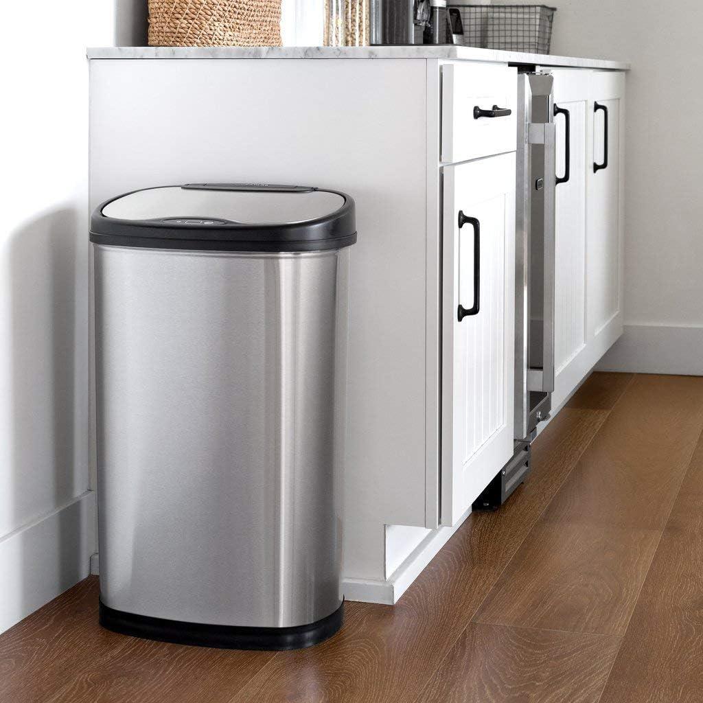 Nine Stars DZT-50-25 Motion Sensor Trash Can, Large, Silver