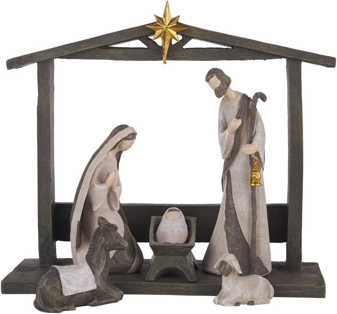 Silent Night Nativity Set - Nativity Sets for Christmas Indoor - Christmas Nativity Set - Manger Scene Christmas Decorations - Holy Family Nativity Scene - Holy Family Figurine Set - (10 PC Set)