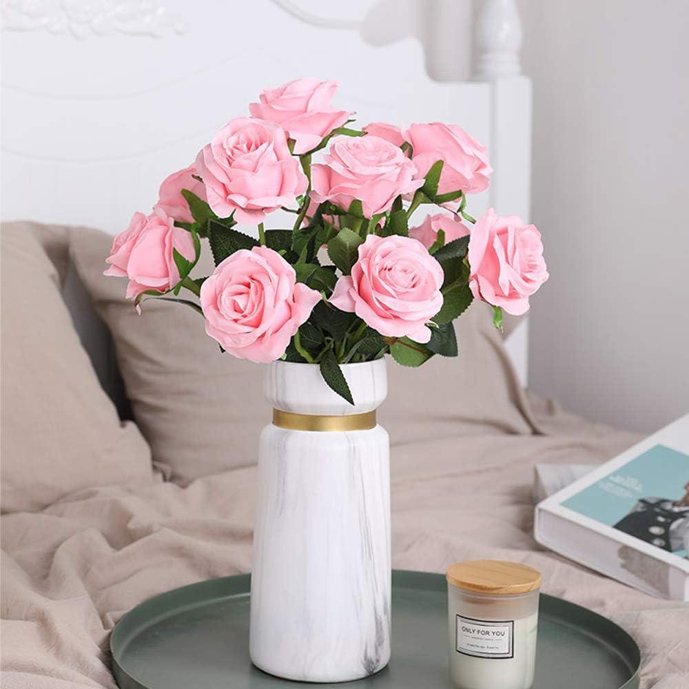 Pink Silk Roses Outdoor Tabletop Centerpiece Arrangement