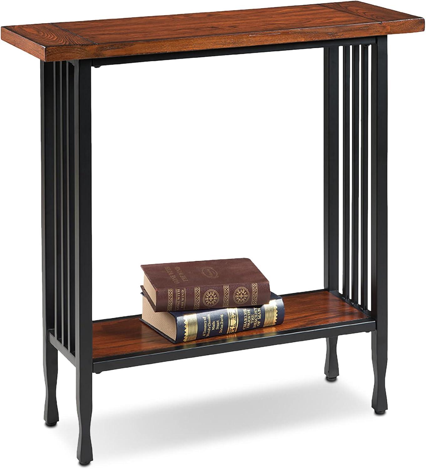 Leick Home Ironcraft Hall Stand - Mission Oak: Entryway Table with Shelf, CARB Certified, Wood Frame