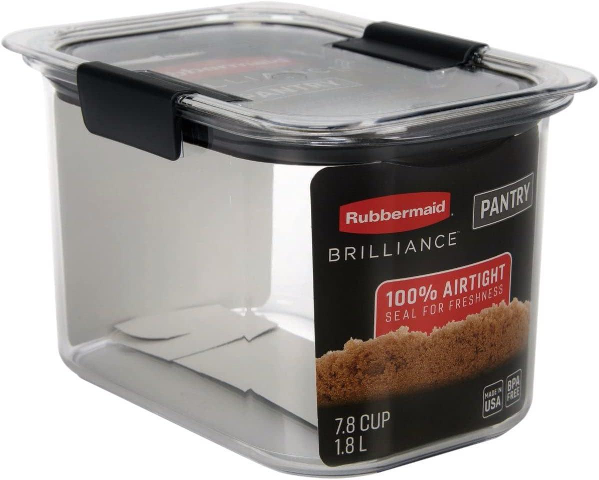 Rubbermaid Brilliance 7.8 cup Pantry Airtight Food Storage Container: Clear Plastic, Dishwasher & Freezer Safe