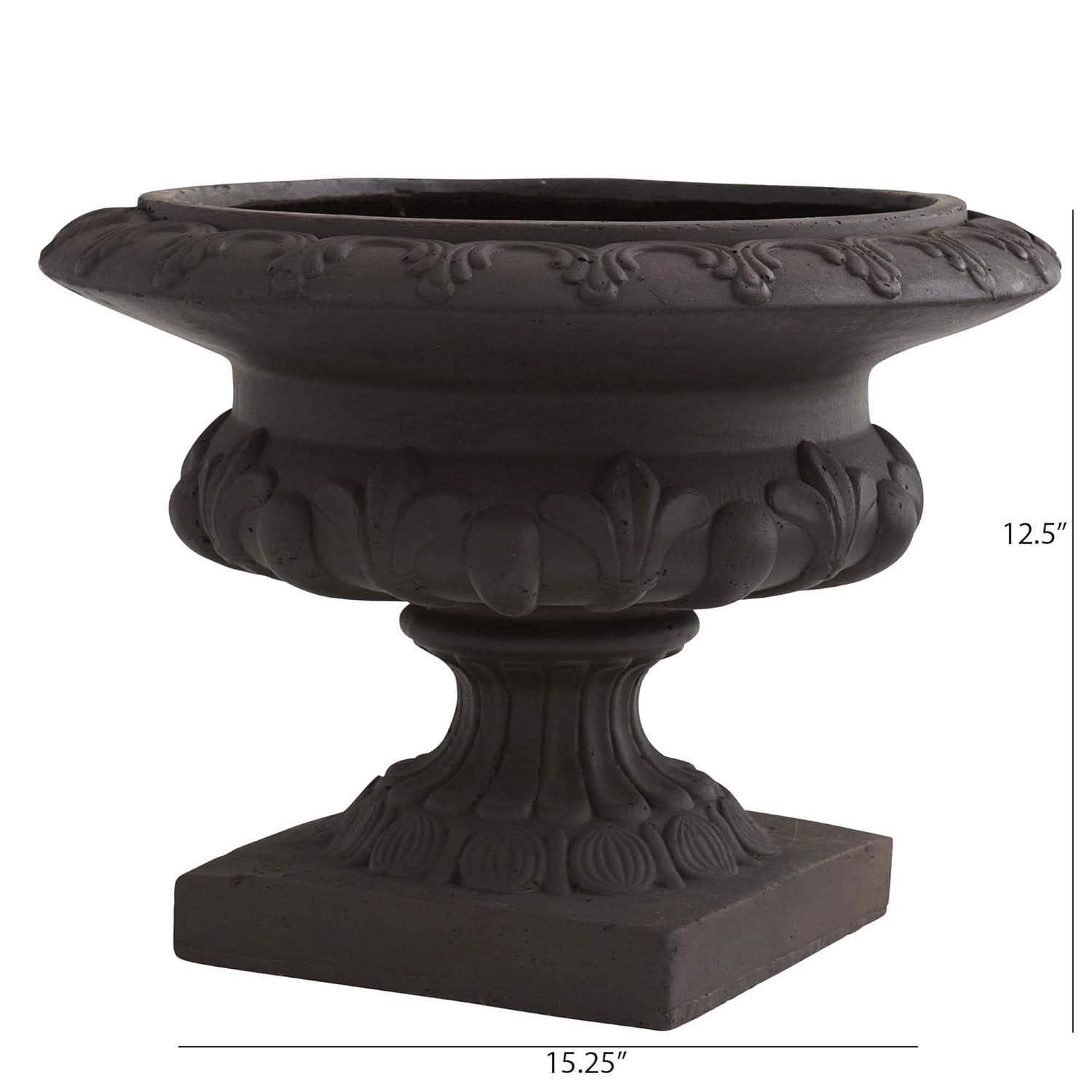 Nearly Natural 12.5-in Iron-finish Decorative Urn (Indoor/Outdoor)