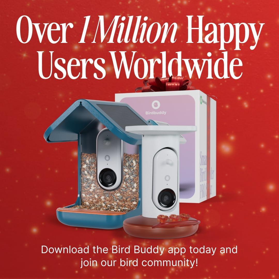 Bird Buddy Smart Bird Feeder with Camera and Solar Roof: Weather-Resistant, Hanging or Pole Mount