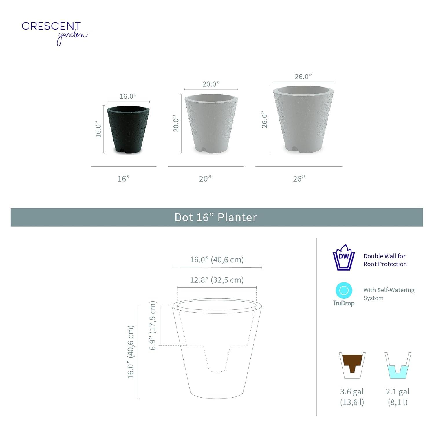 Crescent Garden Self-Watering Dot TruDrop Plastic Pot Planter
