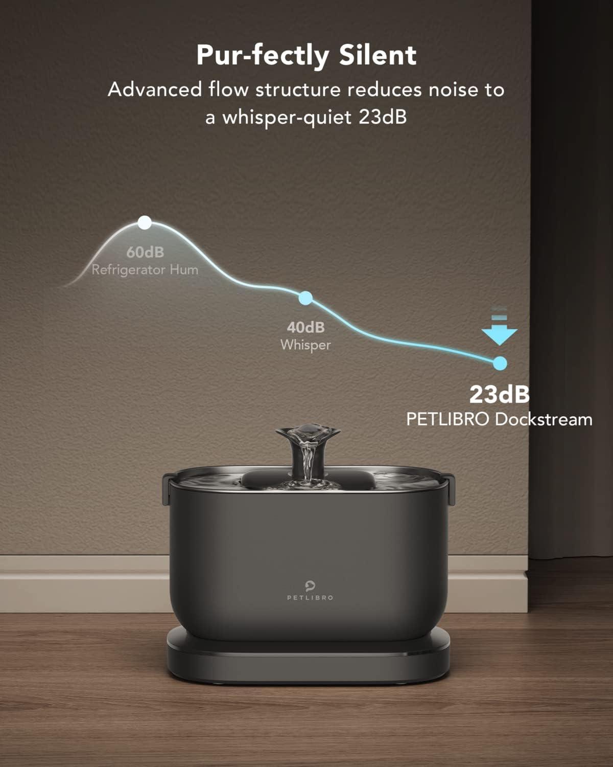 Black Stainless Steel Wireless Pet Water Fountain