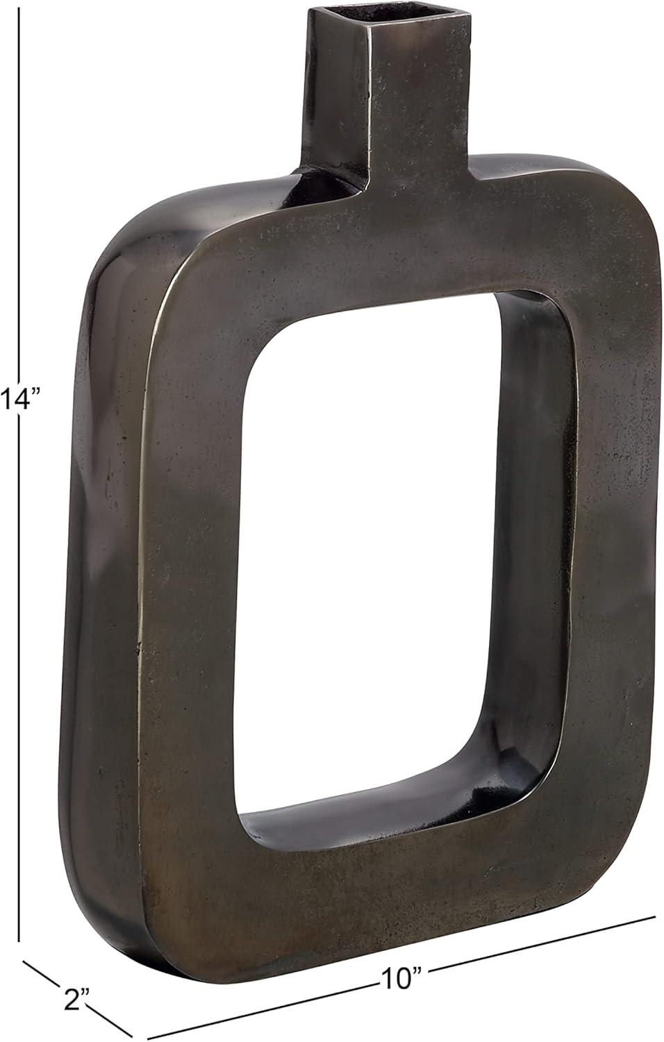 Black Geometric Aluminum Metal Bud Vase with Open Center Design