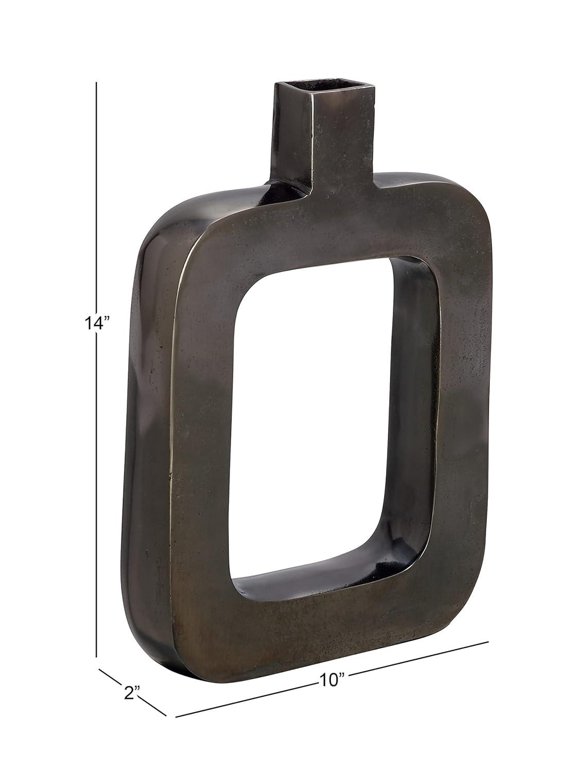 Black Geometric Aluminum Metal Bud Vase with Open Center Design