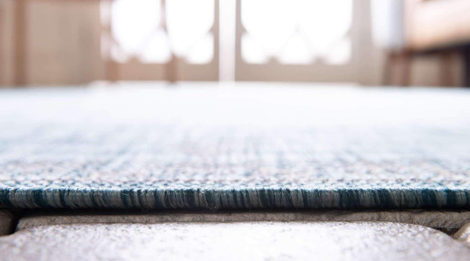 Unique Loom 7' 0 x 10' 0 Rectangle Indoor/Outdoor Traditional Light Aqua Area Rug