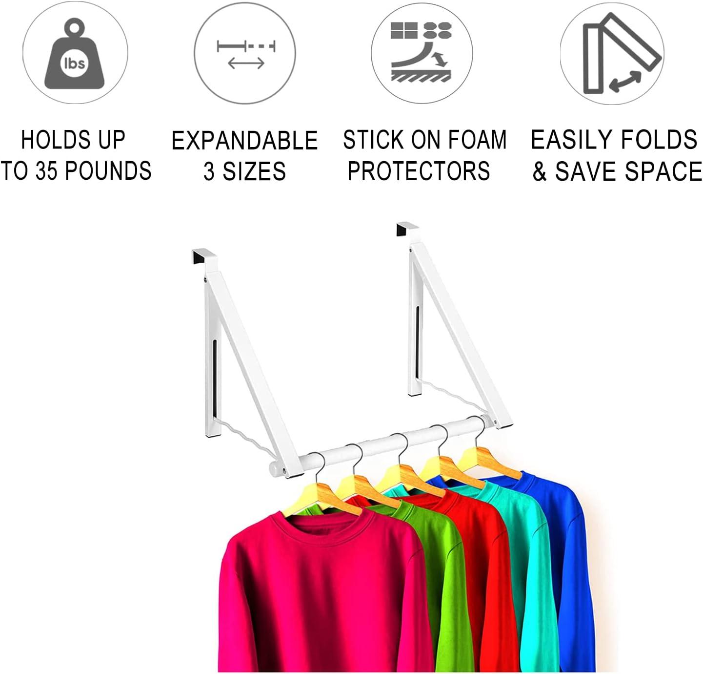 White Foldable Over-the-Door Hanging Rack with Hooks