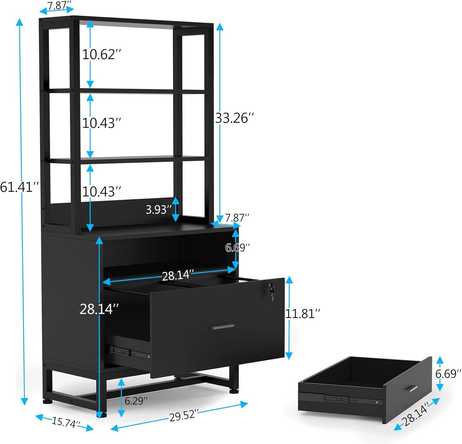 Tribesigns 2 Drawers Vertical File Cabinet, Filing Cabinet Printer Stand with Open Storage Shelves