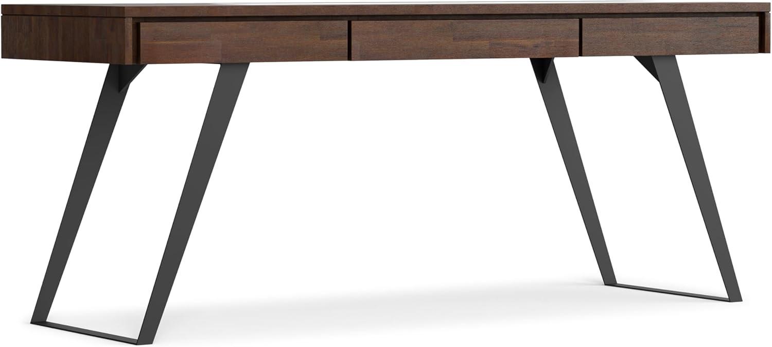 Simpli Home Lowry Solid Acacia Wood Desk, Industrial Style with Keyboard Tray and 2 Drawers