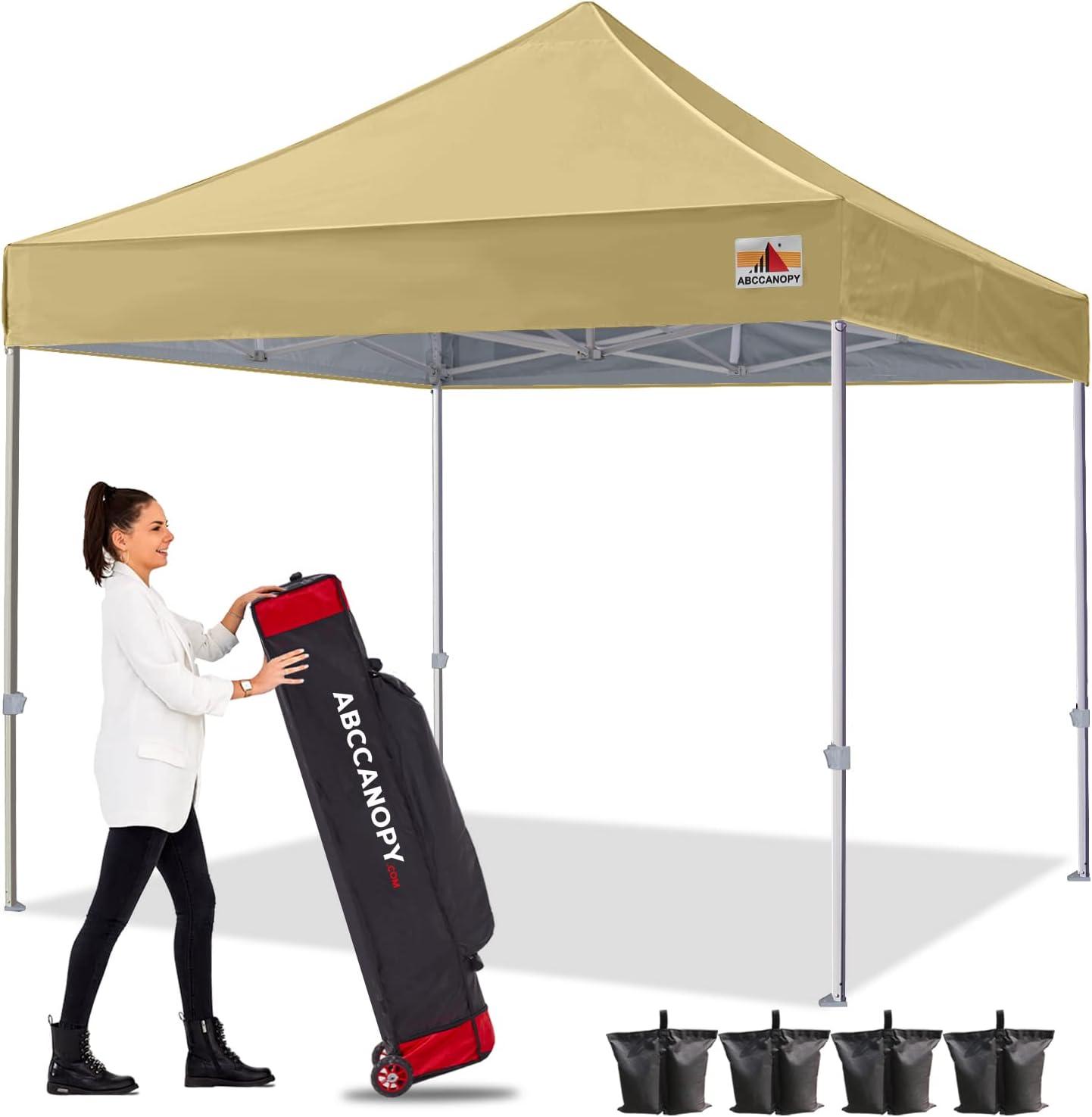 Beige 10x10 Pop Up Canopy Tent with Mesh Walls