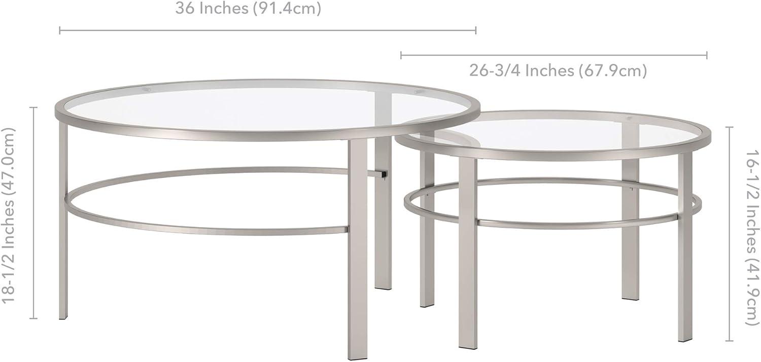 Evelyn&Zoe Gaia Round Nested Coffee Table, Satin Nickel