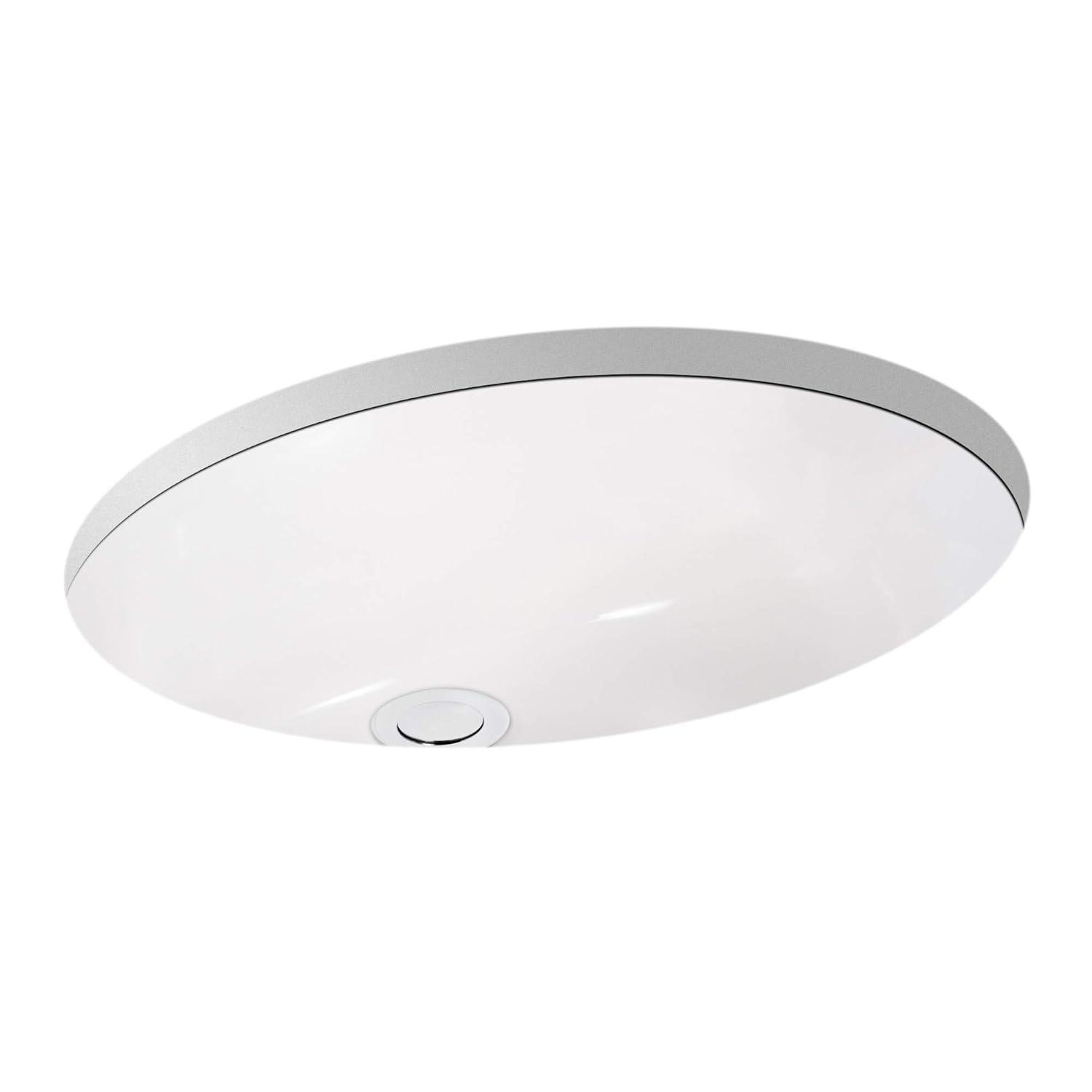 Miseno 19-1/2" Oval Undermount Bathroom Sink with Front Overflow - Bright White