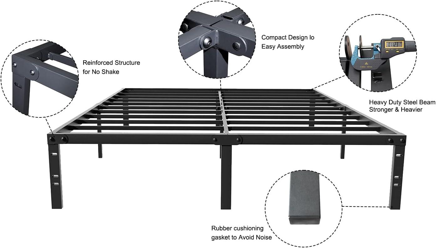 Mavesmog 14 inches Twin Size Bed Frames, Metal Twin Size Modern Mattress Platform Metal Bed Frame