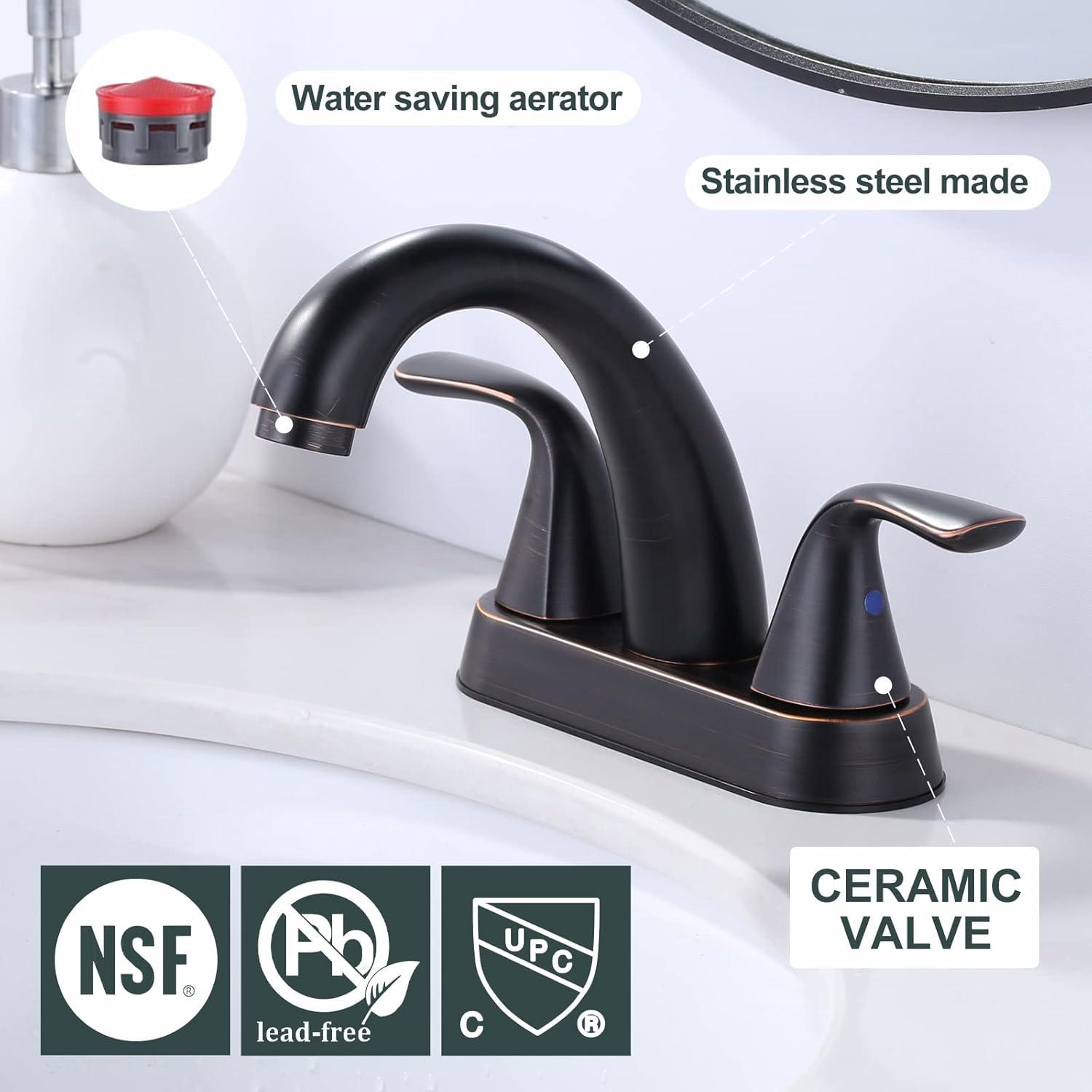 Oil Rubbed Bronze Double Handle High Arc Bathroom Faucet