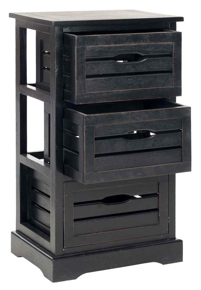 Samara 3 Drawer Cabinet - AMH5713 - Distressed Black - Safavieh Couture