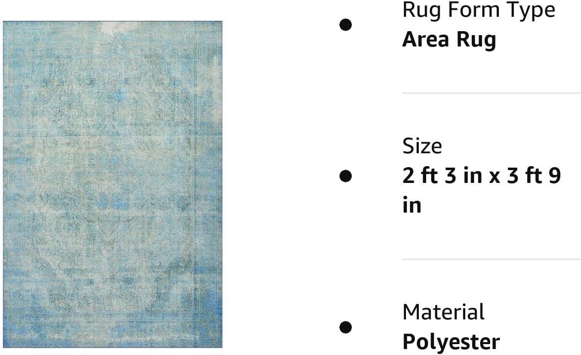 Aqua Blue Floral Motif Hand-Knotted Area Rug