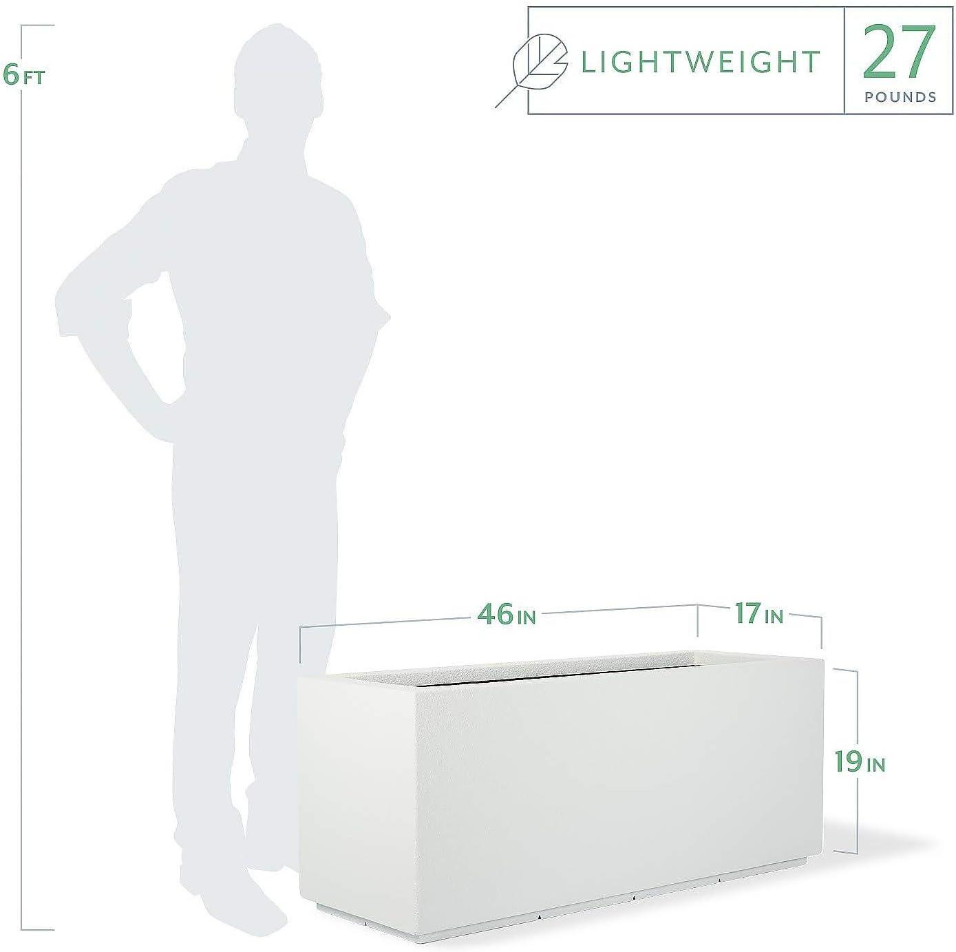 Extra Large White Composite Modern Outdoor Planter with Drainage Holes