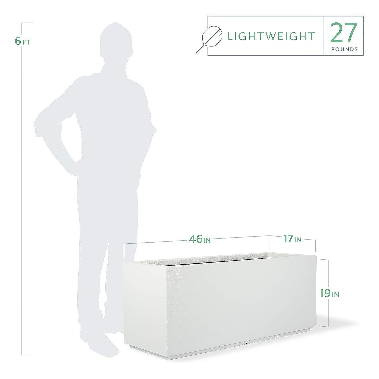 PolyStone Planters Rectangle 17-in W Extra Large White Mixed/Composite Contemporary/Modern Outdoor Planter With Drainage Holes