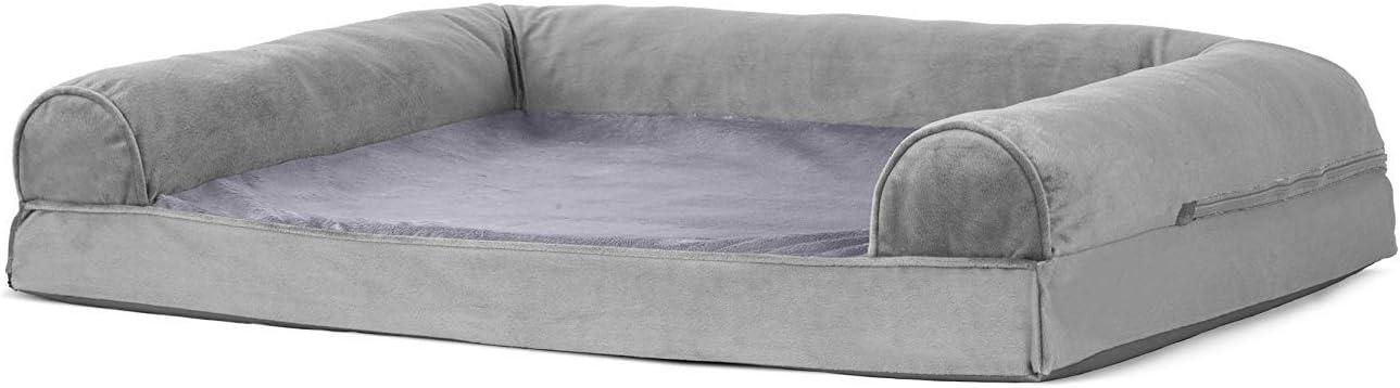 FurHaven Faux Fur & Velvet Orthopedic Sofa Dog Bed