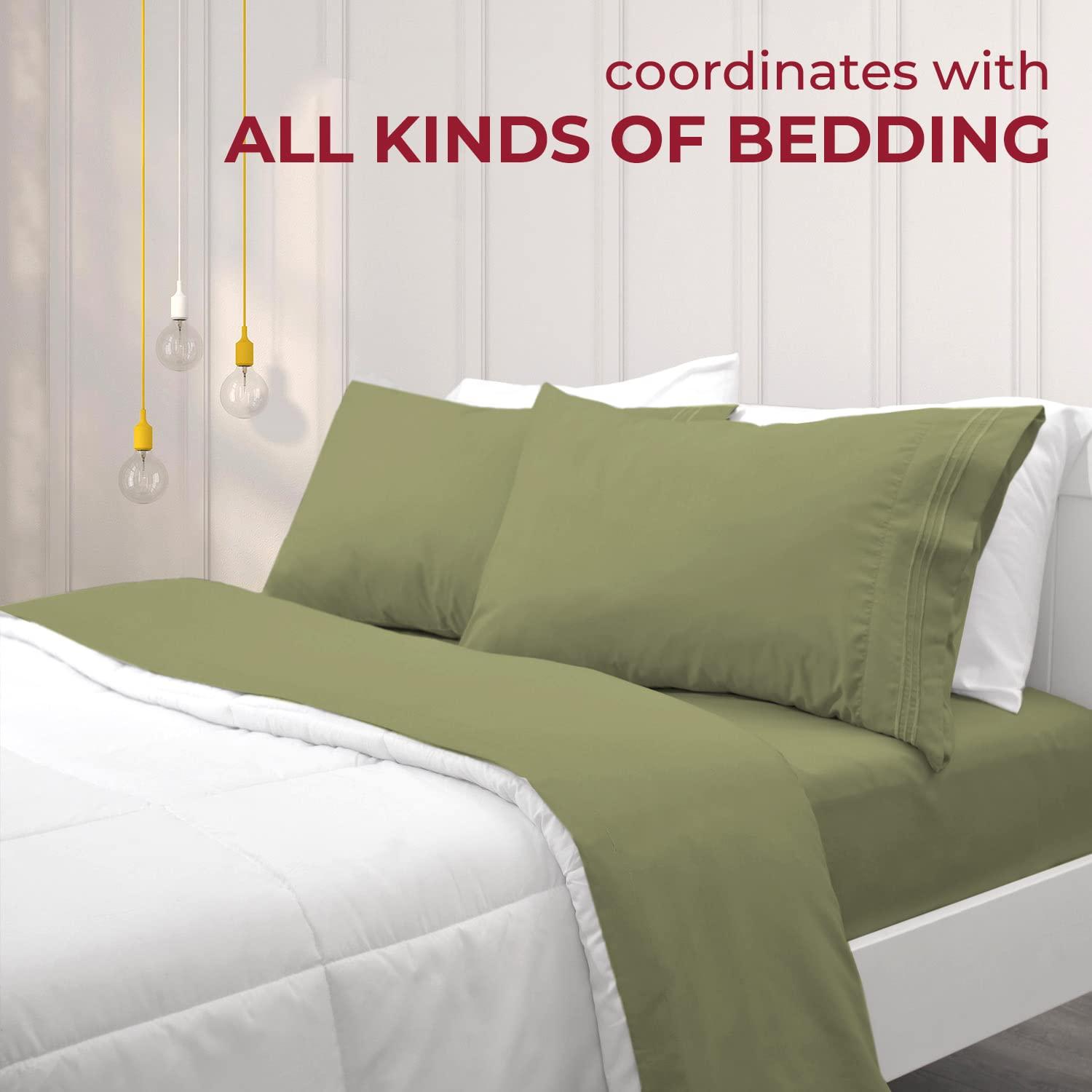 Mellanni Brushed Microfiber Pillowcase Set of 2, King, Sage