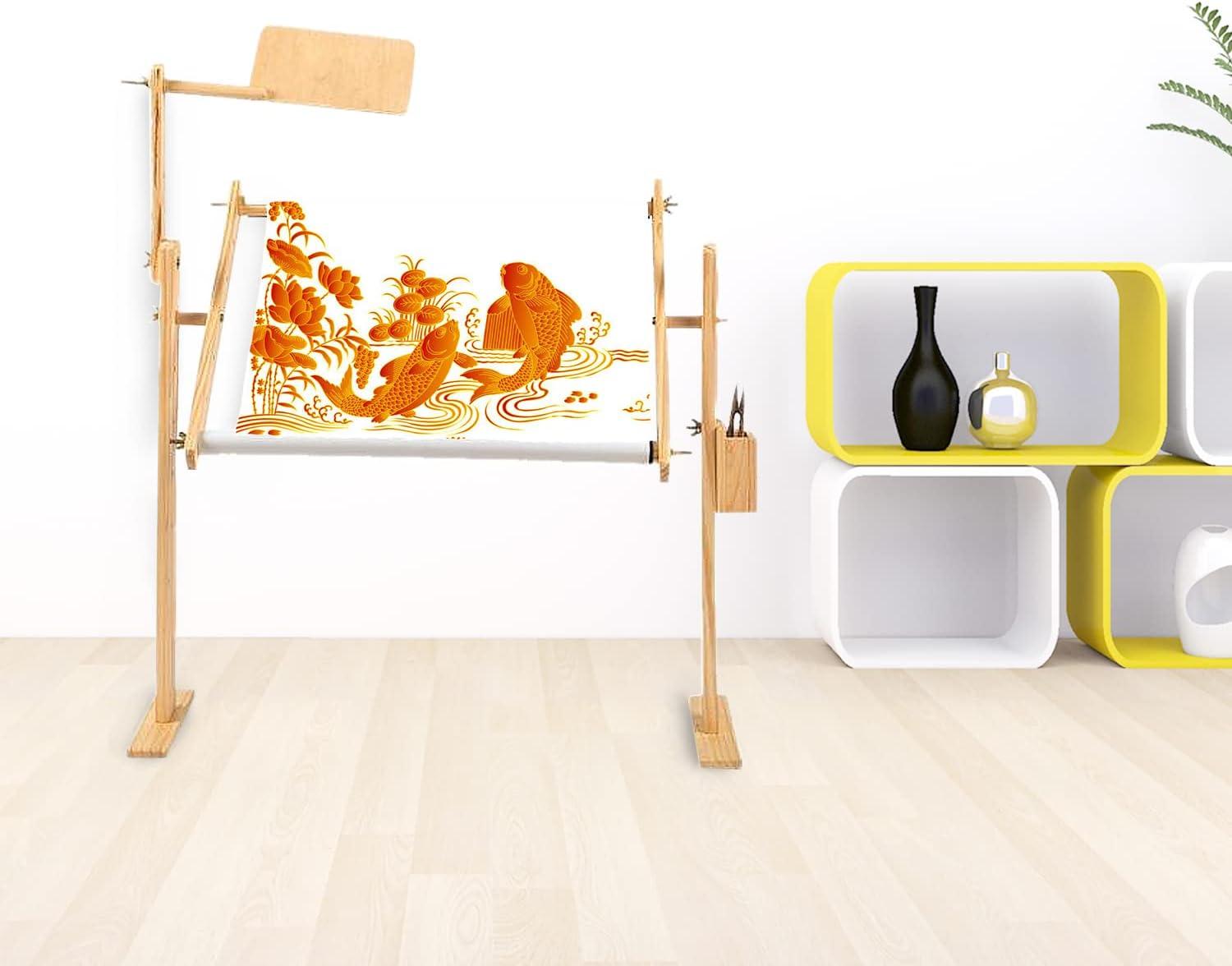 Adjustable Cross Stitch & Embroidery Hoop Stand - Tapestry & Quilting Frame Stand with 5 Height Levels (20" x 15.7")