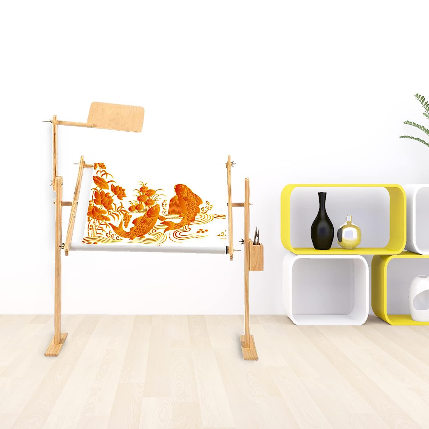 Adjustable Cross Stitch & Embroidery Hoop Stand - Tapestry & Quilting Frame Stand with 5 Height Levels (20" x 15.7")