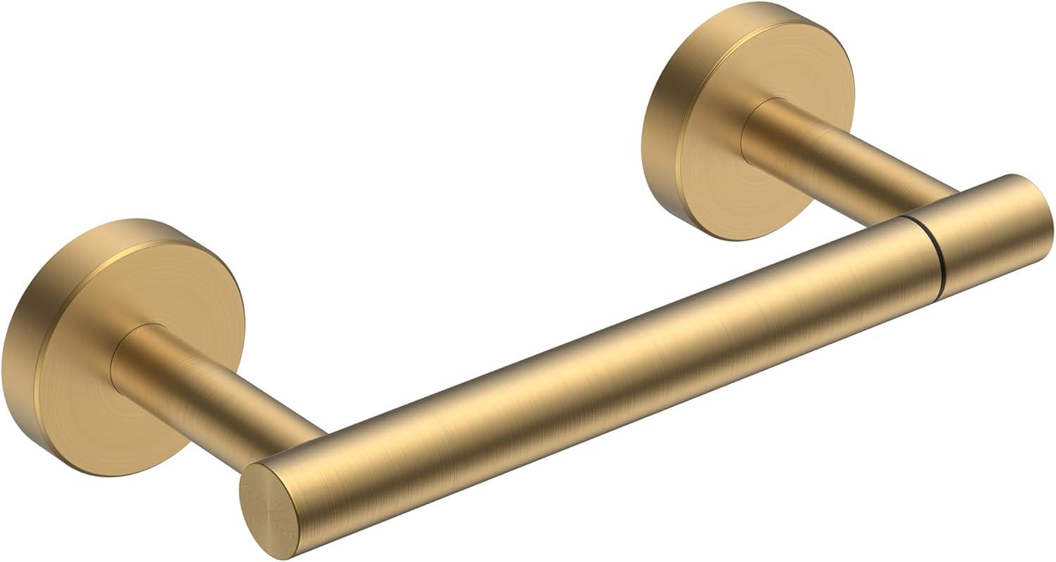 MOGFCT Toilet Paper Holder Brushed Gold Wall Mounted, Double Post Pivoting Toilet Paper Holder SUS 304 Stainless Steel Bathroom