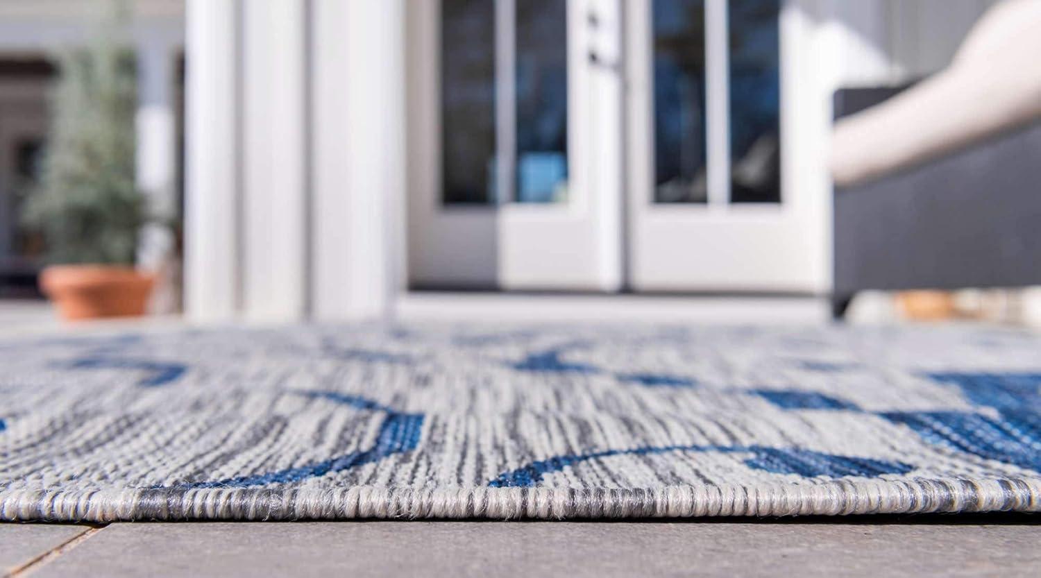 Unique Loom 7' 0 x 10' 0 Rectangle Indoor/Outdoor Botanical Gray Area Rug