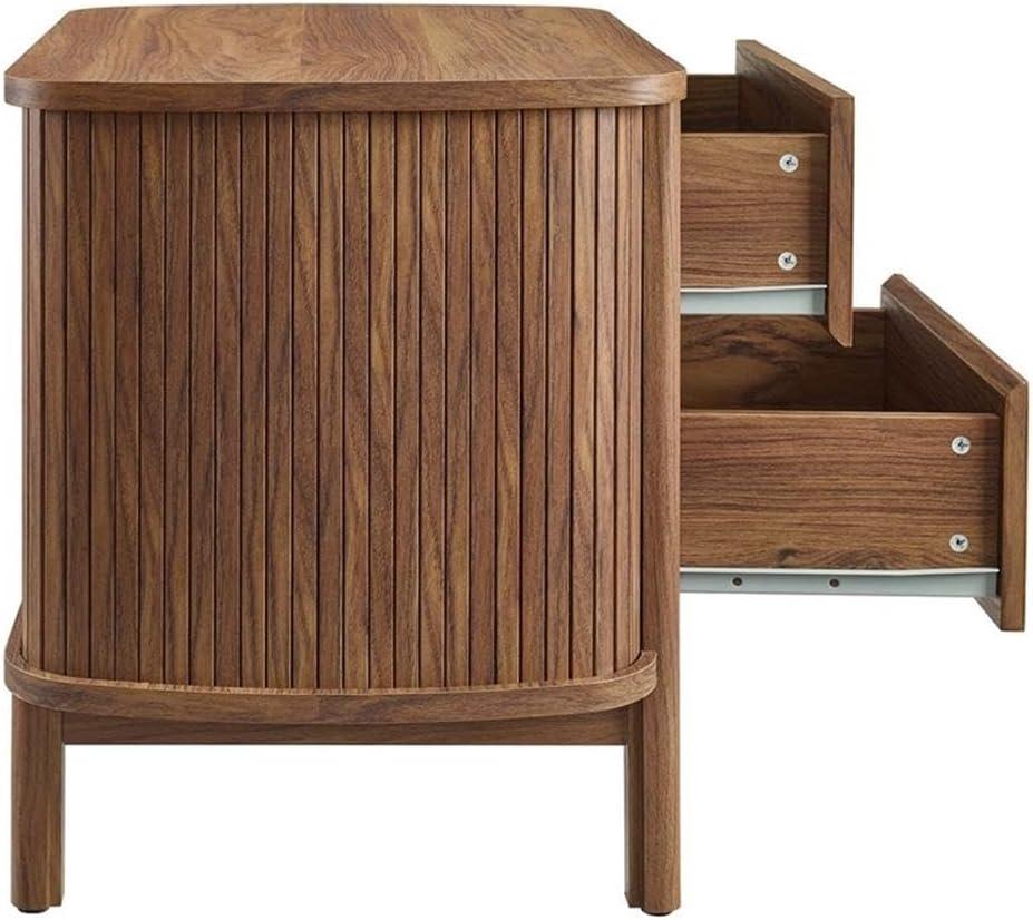 Cadence Walnut 2-Drawer Fluted Nightstand