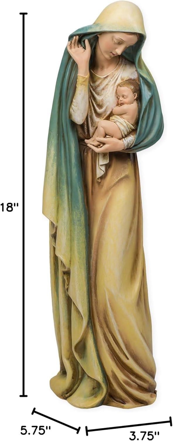 18 Inch Multicolored Resin Madonna and Child Statue