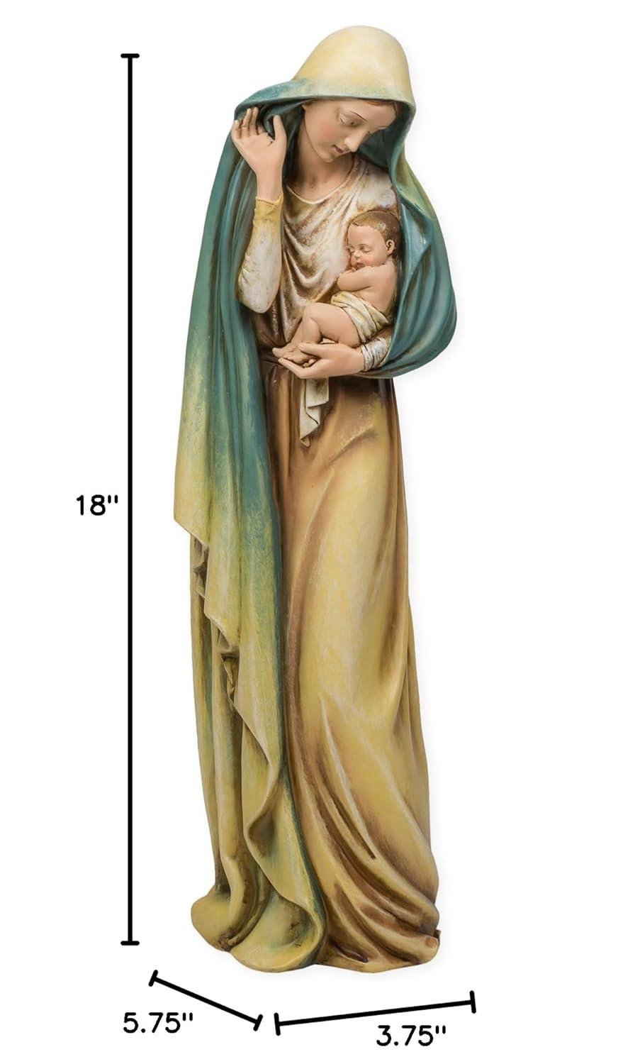 18 Inch Multicolored Resin Madonna and Child Statue